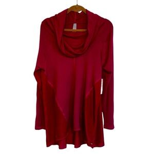 Melissa McCarthyxSeven7 Women’s Large Tunic Top Cowl Neck Red Modal Long Sleeve